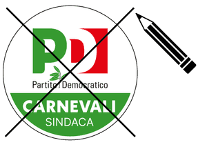 Logo Partito Democratico con Gori Sindaco barrato con una matita.